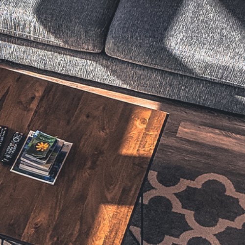 Wooden Coffee Table on Hardwood & Area Rugs